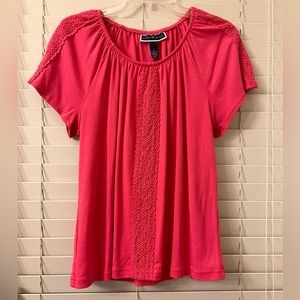 Karen Scott Women's Small Hot Pink Short Sleeve Blouse Top Shirt